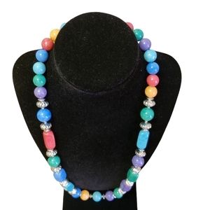 80's Pastel Beads with Silver